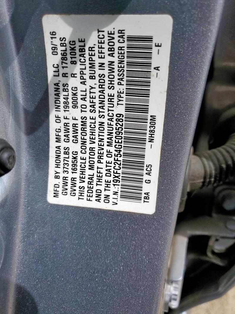 2016 HONDA CIVIC LX 19XFC2F54GE095289