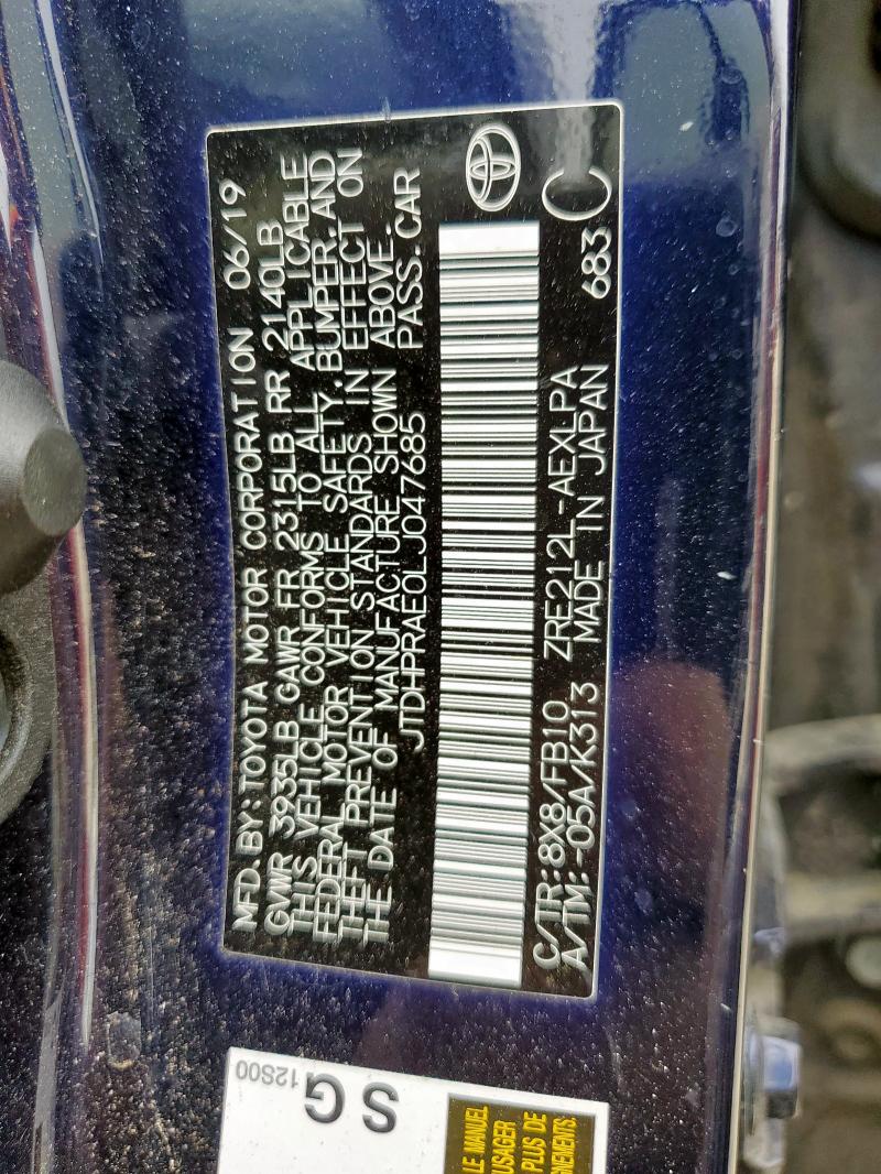 2020 TOYOTA COROLLA LE - JTDHPRAE0LJ047685