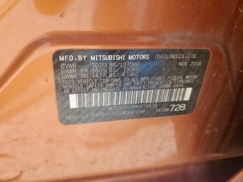 2017 MITSUBISHI MIRAGE GT ML32A5HJ9HH016438