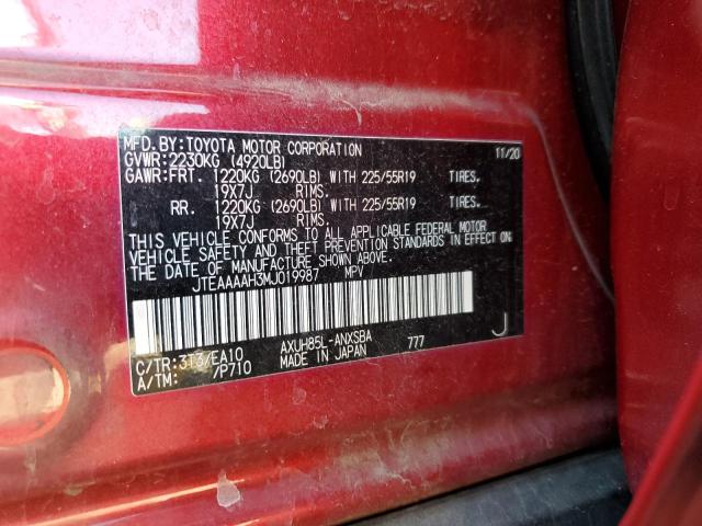 2021 TOYOTA VENZA LE JTEAAAAH3MJ019987