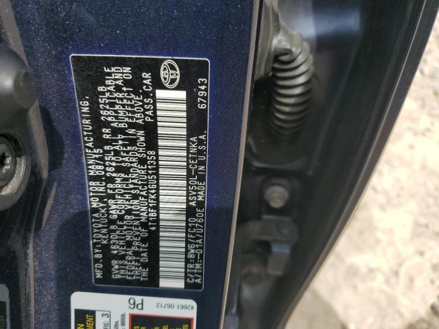 2016 TOYOTA CAMRY LE 4T1BF1FK4GU511358