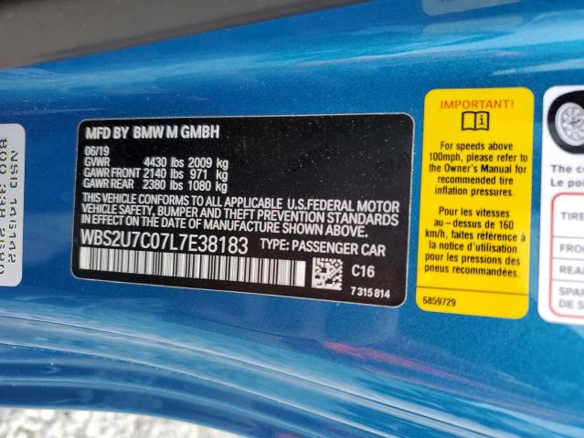 2020 BMW M2 COMPETI WBS2U7C07L7E38183