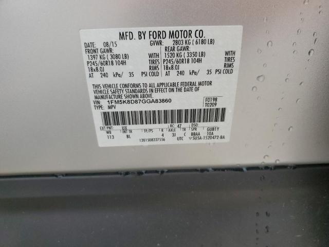 2016 FORD EXPLORER X 1FM5K8D87GGA83860