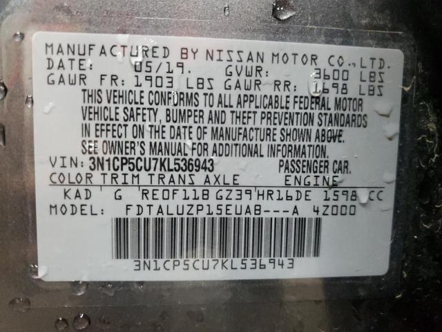 2019 NISSAN KICKS SR 3N1CP5CU7KL536943