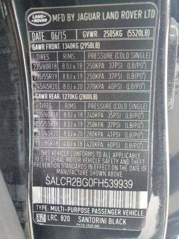 2015 LAND ROVER DISCOVERY SALCR2BG0FH539939
