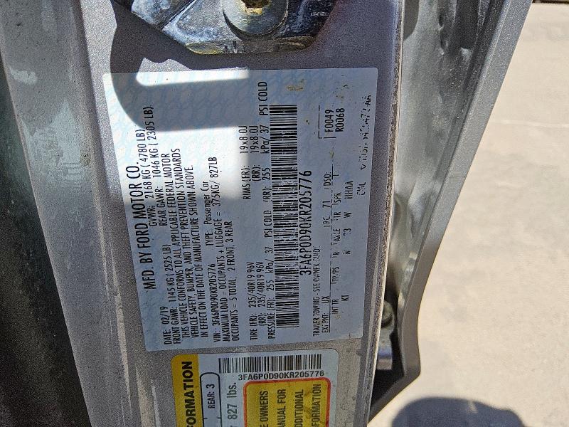 2019 FORD FUSION TIT 3FA6P0D90KR205776