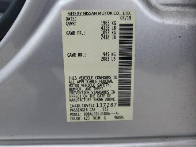 2020 NISSAN ALTIMA S 1N4BL4BV4LC137287