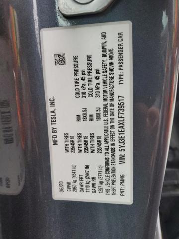 2020 TESLA MODEL 3 5YJ3E1EAXLF739517