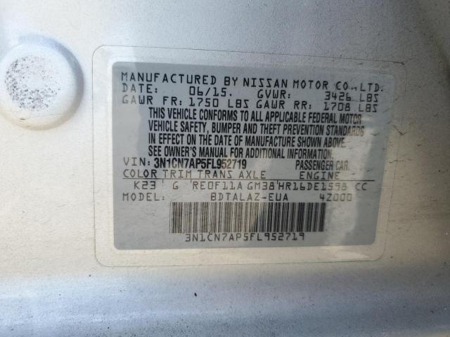 2015 NISSAN VERSA S 3N1CN7AP5FL952719
