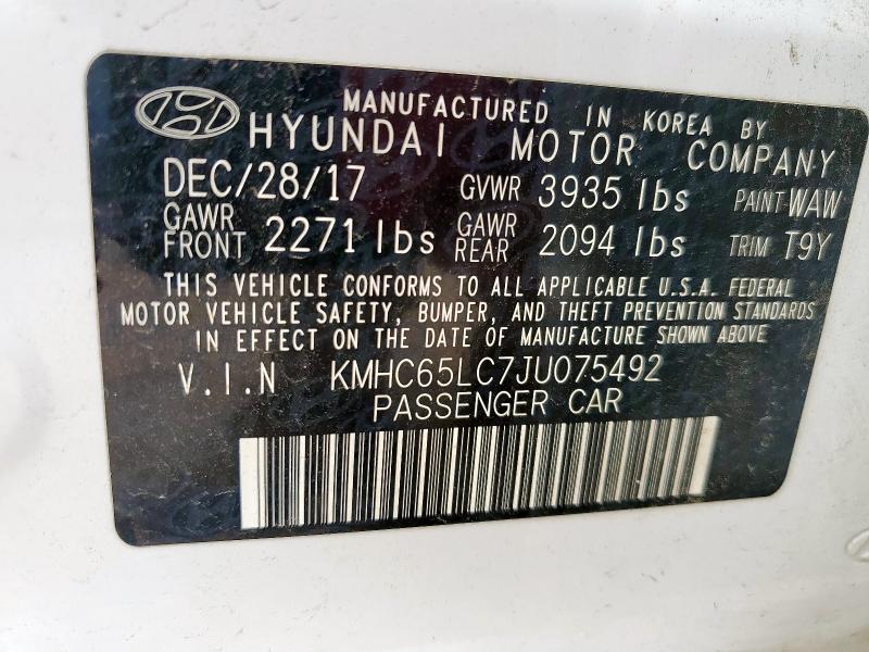 2018 HYUNDAI IONIQ BLUE KMHC65LC7JU075492