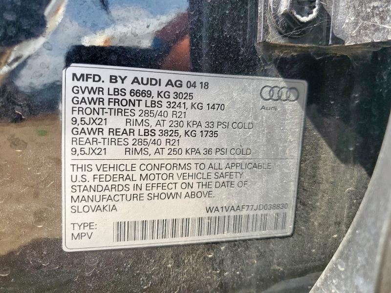 2018 AUDI Q7 PRESTIG WA1VAAF77JD038830