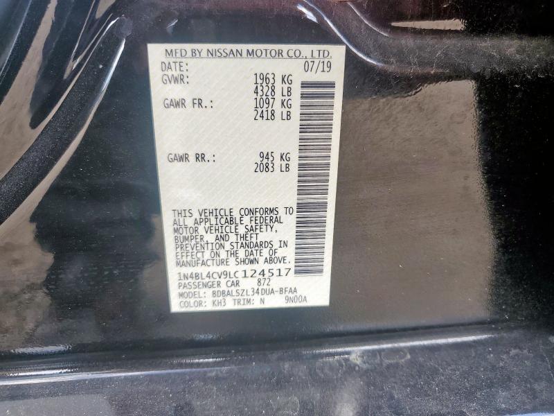 2020 NISSAN ALTIMA SR 1N4BL4CV9LC124517