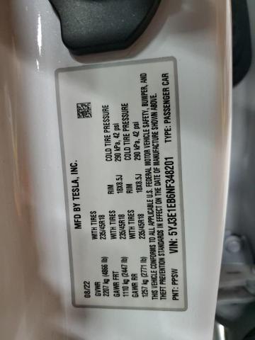2022 TESLA MODEL 3 5YJ3E1EB6NF348201