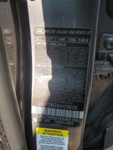 2017 LAND ROVER RANGE ROVE - SALVP2BG3HH236039