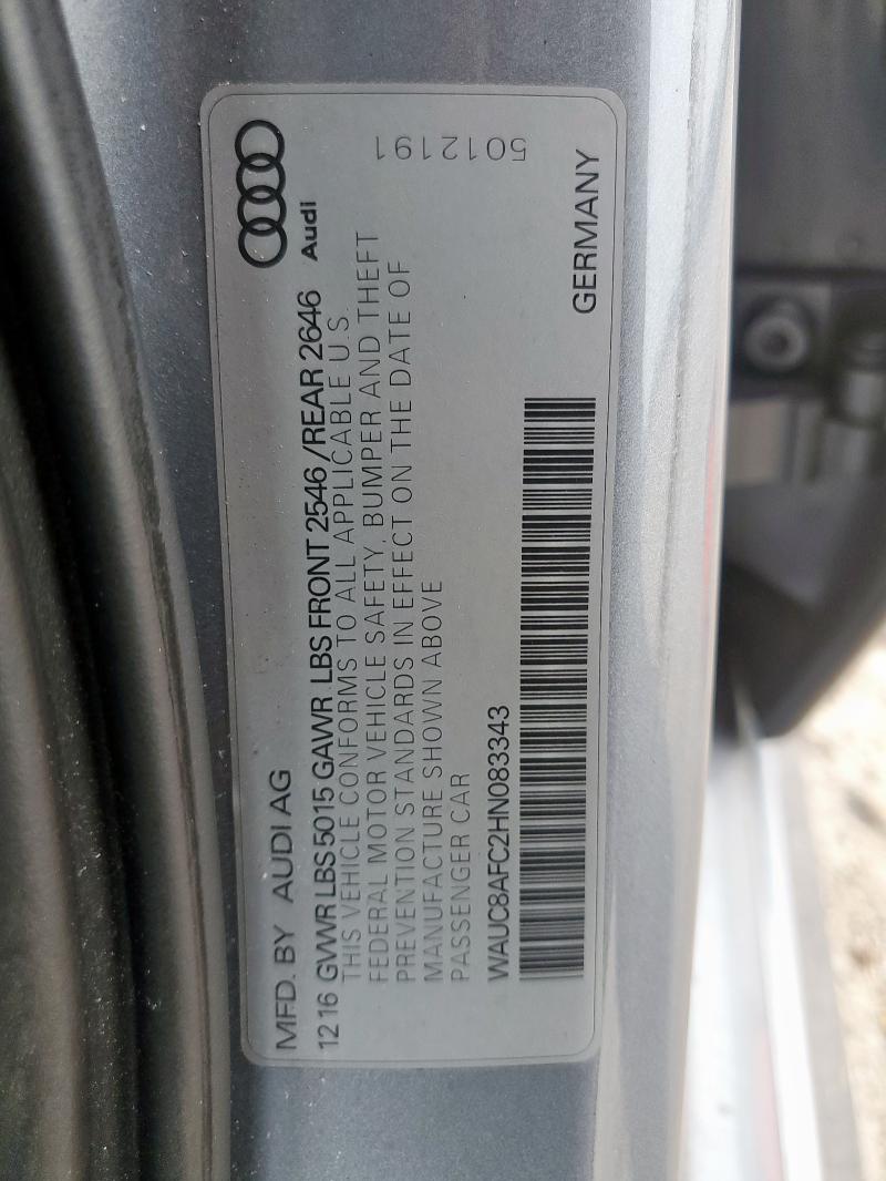 2017 AUDI A6 PREMIUM WAUC8AFC2HN083343