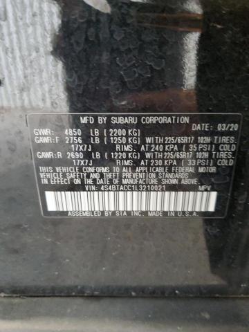 2020 SUBARU OUTBACK PR 4S4BTACC1L3210021