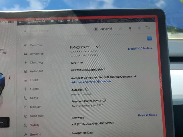 2024 TESLA MODEL Y 7SAYGDEE3RA286144