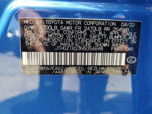 2022 LEXUS IS 350 F S JTHGZ1B23N5054698