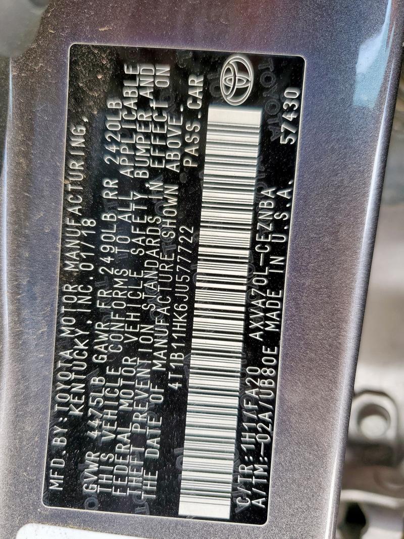 2018 TOYOTA CAMRY L 4T1B11HK6JU577722