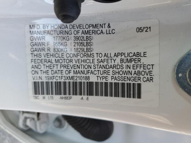 2021 HONDA CIVIC EX 19XFC1F3XME210188
