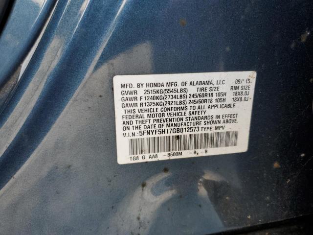 2016 HONDA PILOT LX 5FNYF5H17GB012573