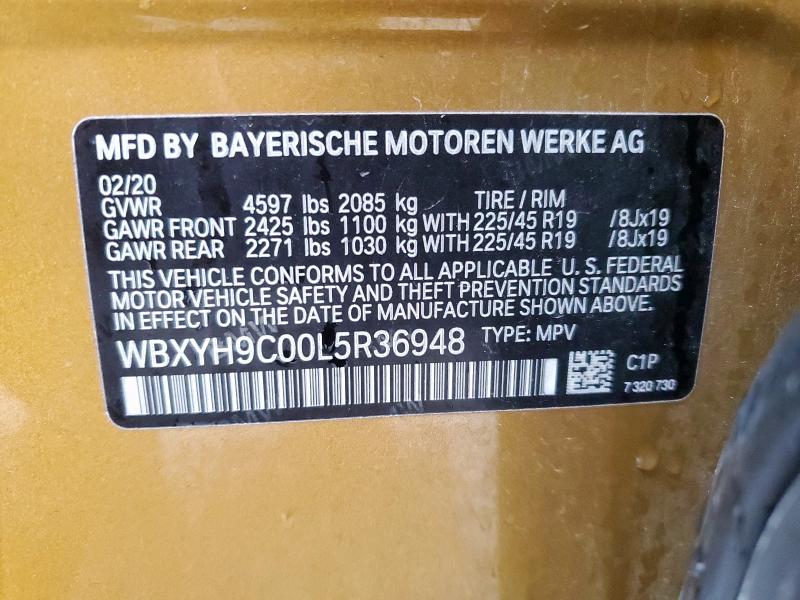 2020 BMW X2 SDRIVE2 WBXYH9C00L5R36948