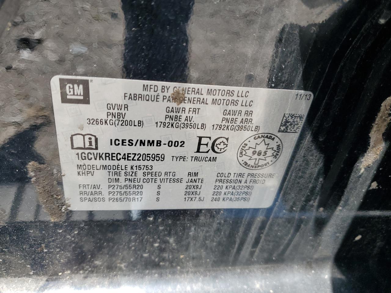 Lot #3302693008 2014 CHEVROLET SILVERADO K1500 LT