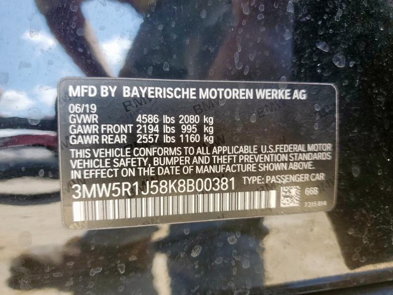 2019 BMW 330I 3MW5R1J58K8B00381