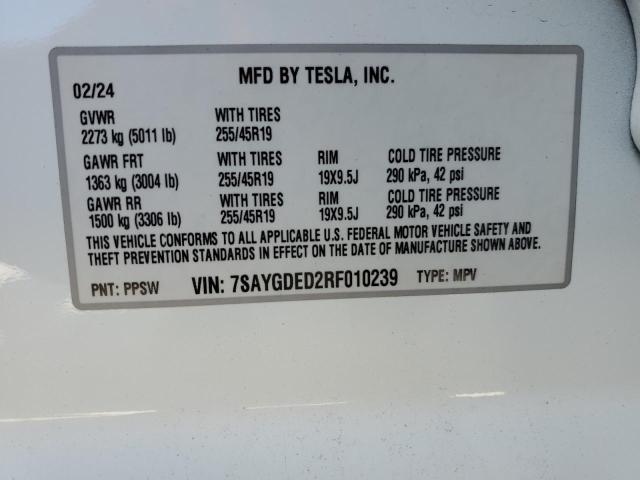 2024 TESLA MODEL Y 7SAYGDED2RF010239