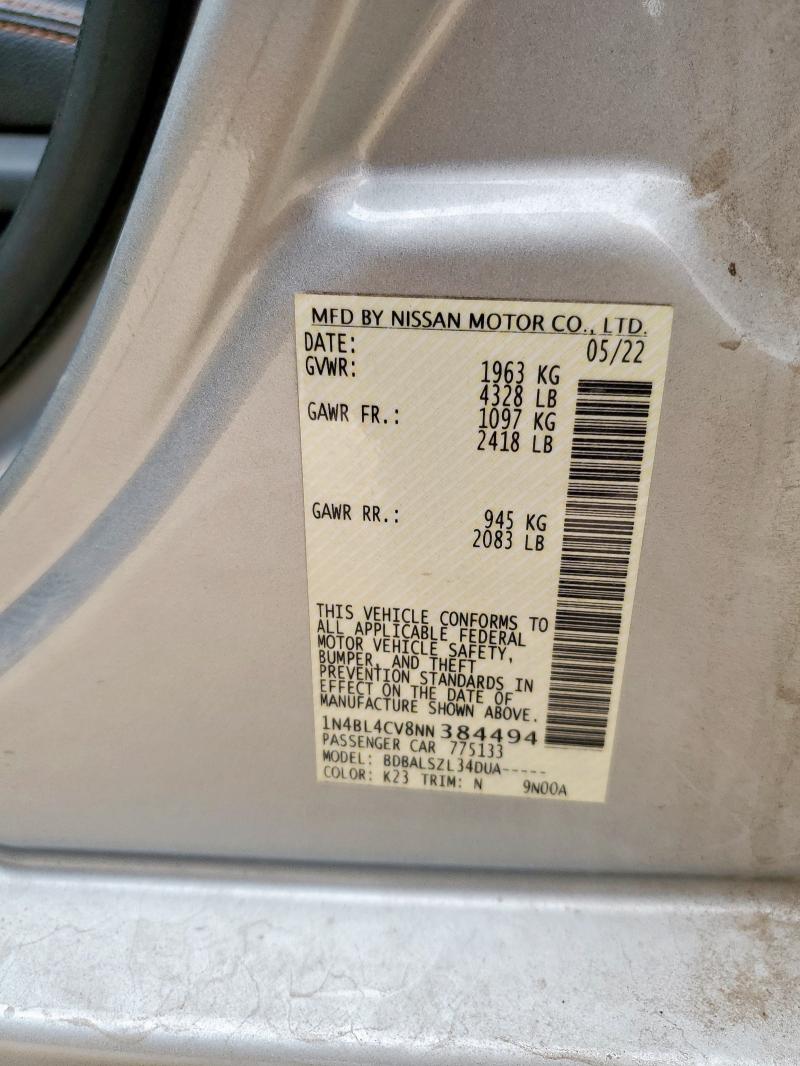 2022 NISSAN ALTIMA SR - 1N4BL4CV8NN384494