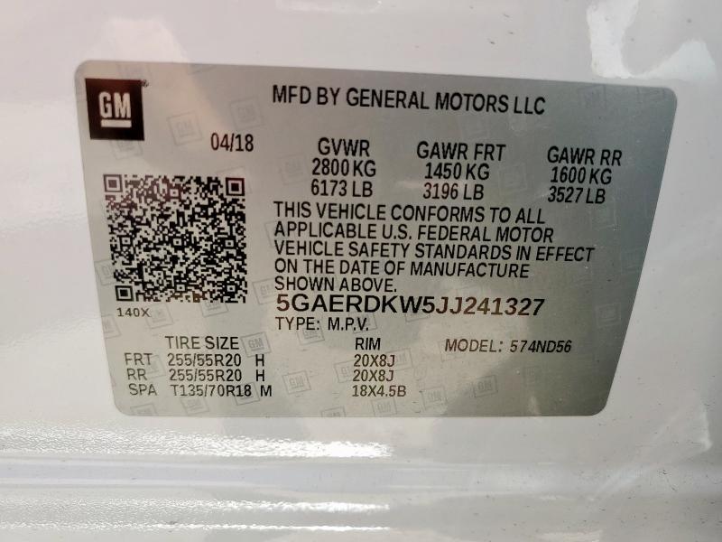 2018 BUICK ENCLAVE AVENIR 5GAERDKW5JJ241327