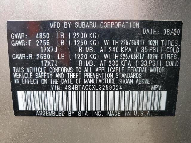 2020 SUBARU OUTBACK PR 4S4BTACCXL3259024