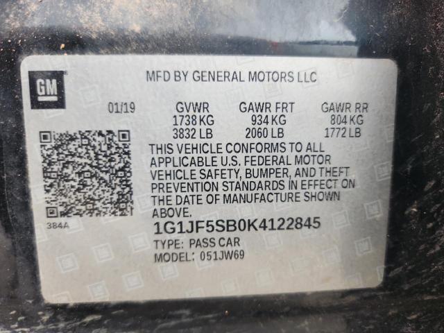 2019 CHEVROLET SONIC PREMIER - 1G1JF5SB0K4122845