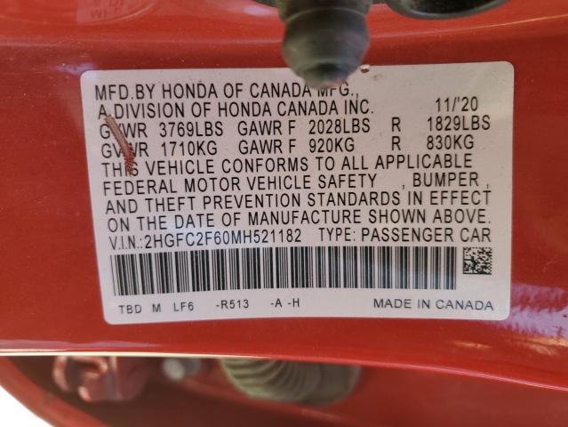 2021 HONDA CIVIC LX - 2HGFC2F60MH521182