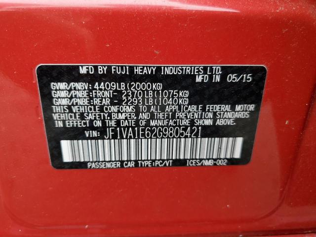 2016 SUBARU WRX PREMIU JF1VA1E62G9805421