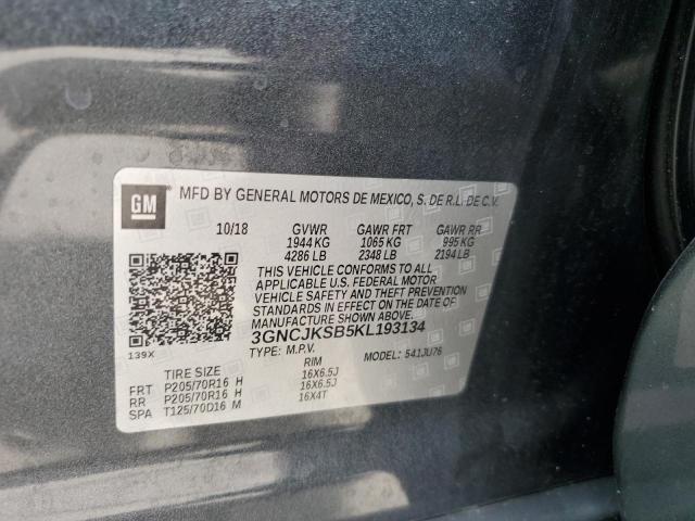 2019 CHEVROLET TRAX LS 3GNCJKSB5KL193134