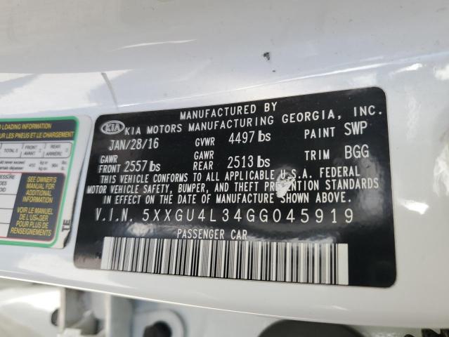 2016 KIA OPTIMA - 5XXGU4L34GG045919