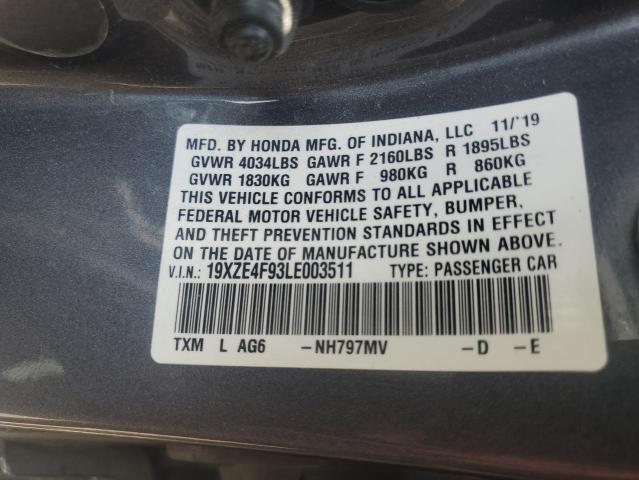2020 HONDA INSIGHT TO 19XZE4F93LE003511