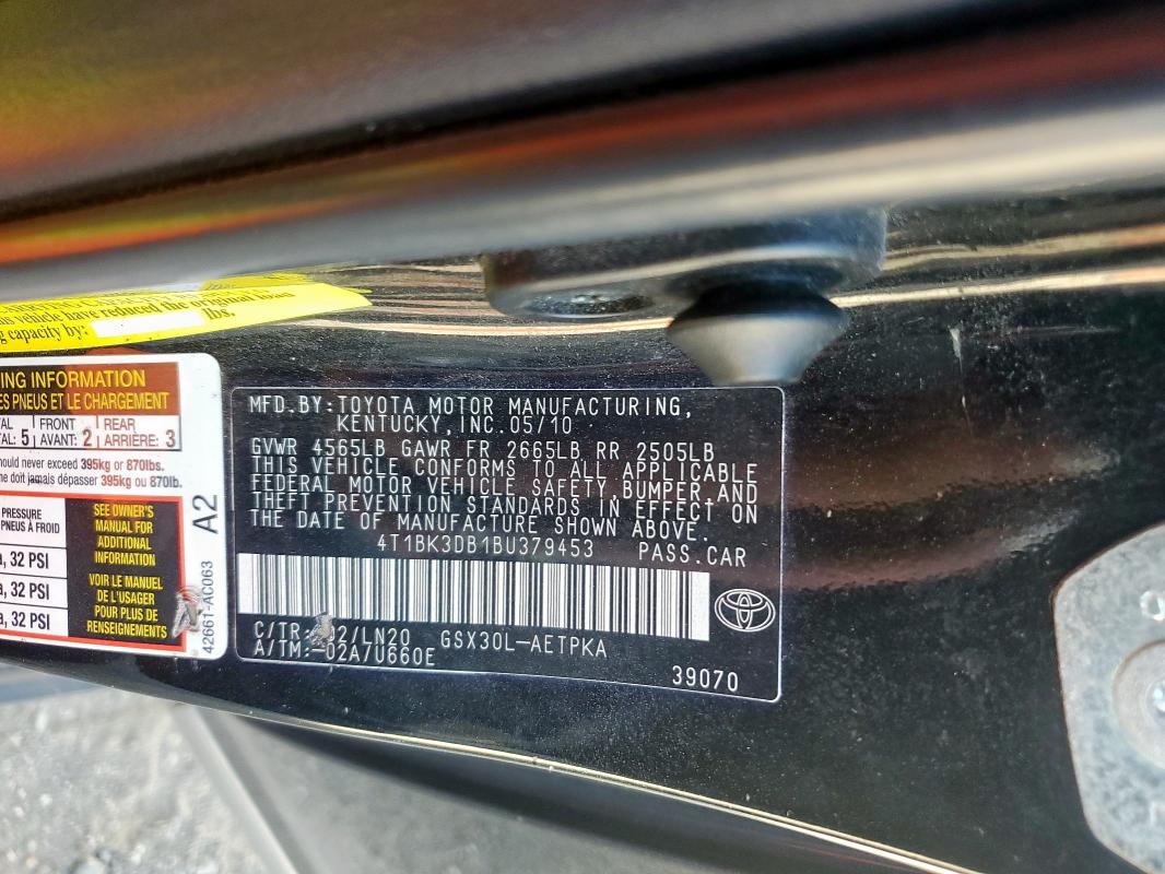 2011 TOYOTA AVALON BAS - 4T1BK3DB1BU379453