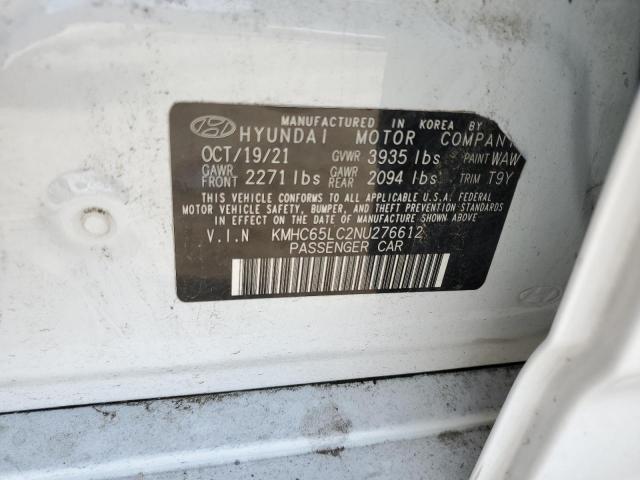 2022 HYUNDAI IONIQ BLUE KMHC65LC2NU276612