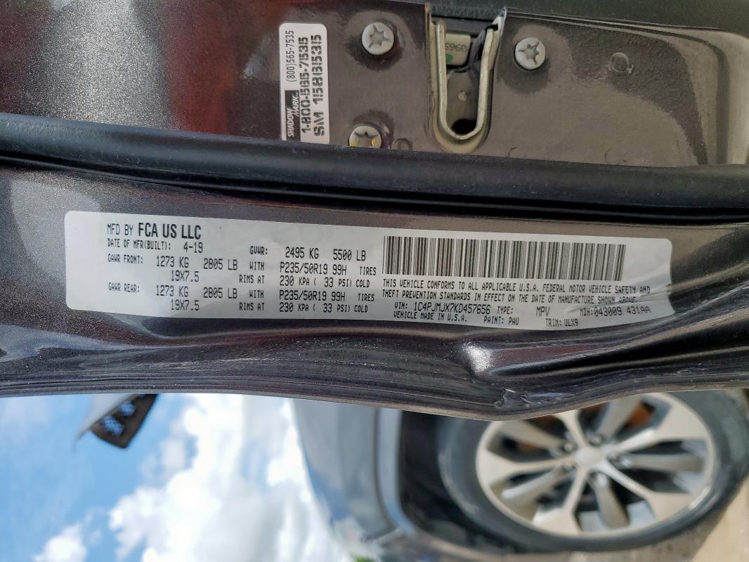 2019 JEEP CHEROKEE O 1C4PJMJX7KD457656