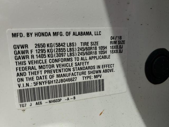 2018 HONDA PILOT LX 5FNYF6H12JB046627