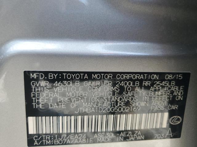 2016 LEXUS IS 200T JTHBA1D20G5002169