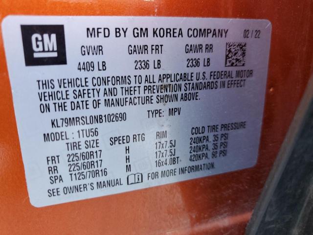 2022 CHEVROLET TRAILBLAZER LT KL79MRSL0NB102690