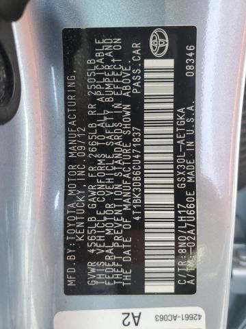 2012 TOYOTA AVALON BAS - 4T1BK3DB6CU471837