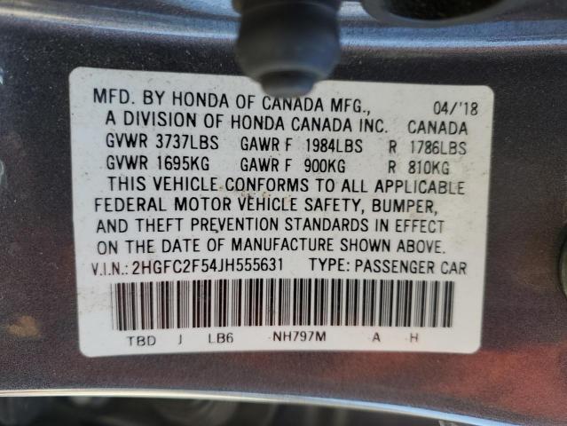 2018 HONDA CIVIC LX 2HGFC2F54JH555631