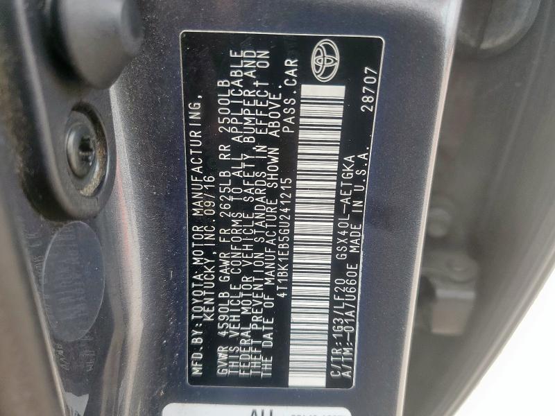 2016 TOYOTA AVALON XLE 4T1BK1EB5GU241215