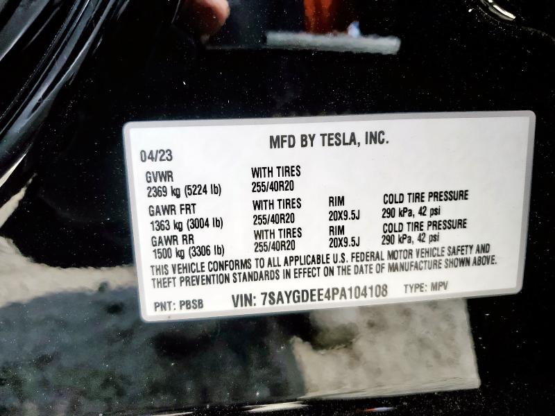 2023 TESLA MODEL Y 7SAYGDEE4PA104108