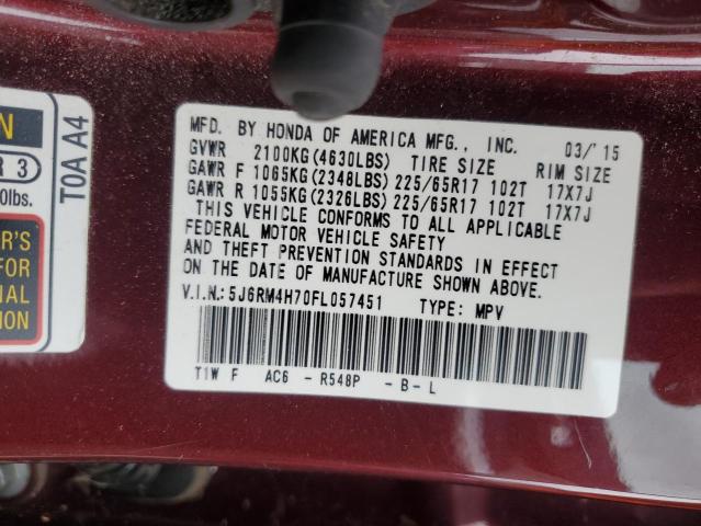 2015 HONDA CR-V EXL - 5J6RM4H70FL057451
