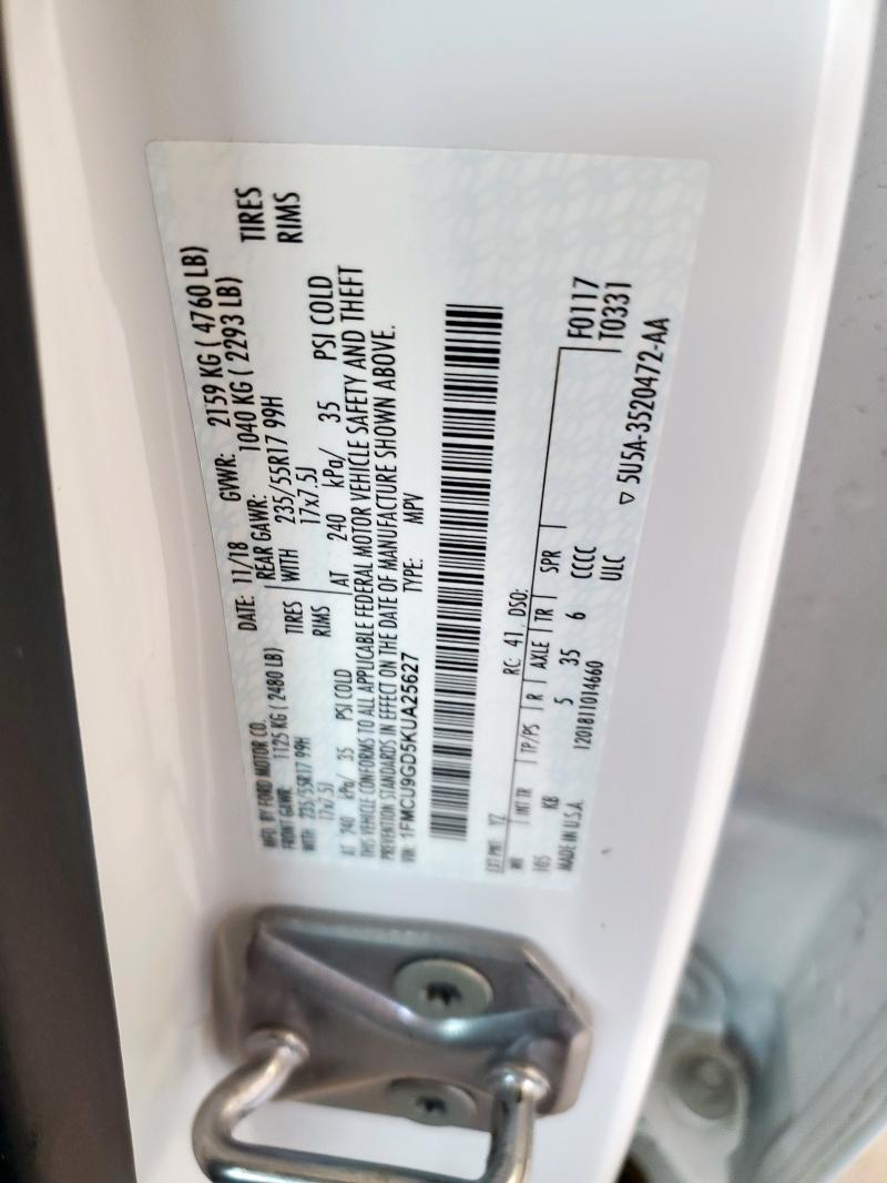 2019 FORD ESCAPE SE - 1FMCU9GD5KUA25627